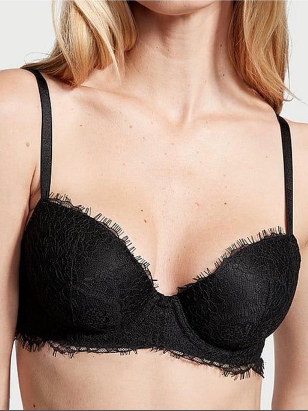 Victoria's Secret Dream Angels Lightly Lined Black Lace Demi Bra 34D